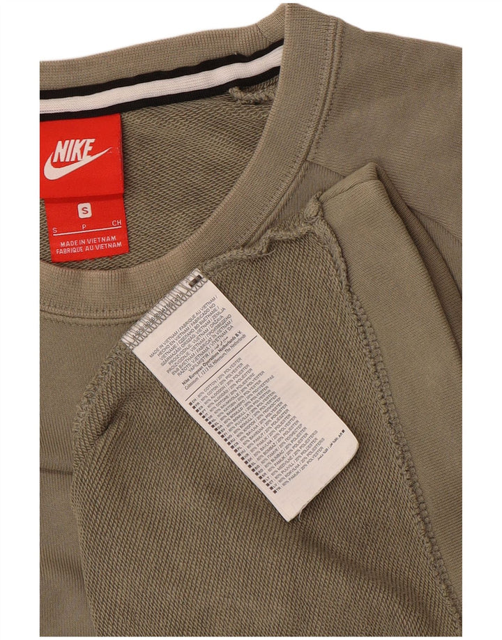 NIKE Mens Moletom Jumper Pequeno Algodão Cáqui