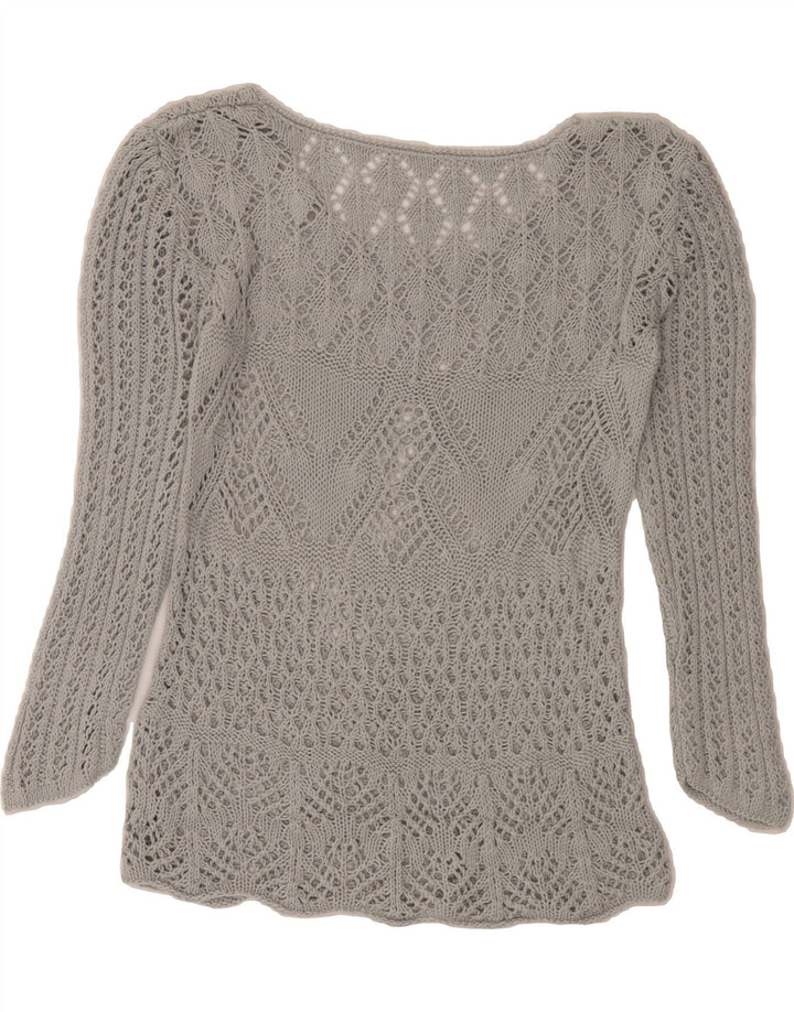 VINTAGE Womens Boat Neck Jumper Sweater UK 12 Medium Grey Vintage Vintage and Second-Hand Vintage from Messina Hembry 