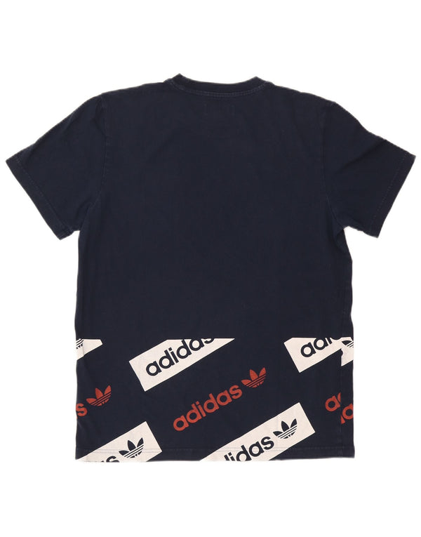 Adidas Mens Graphic T-Shirt Top Grande Algodão Azul Marinho