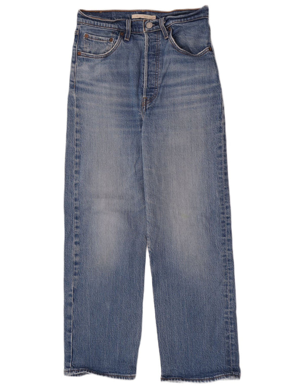 Jeans retos femininos de cintura alta Levi's W27 L27 algodão azul