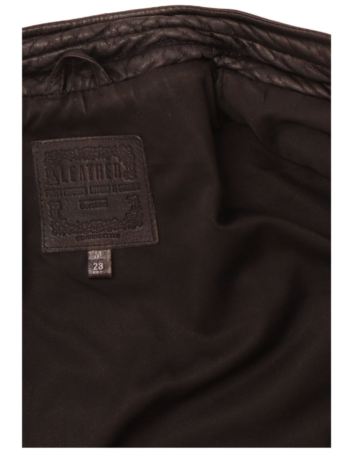 Jaqueta de couro feminina BERSHKA UK 12 couro preto médio