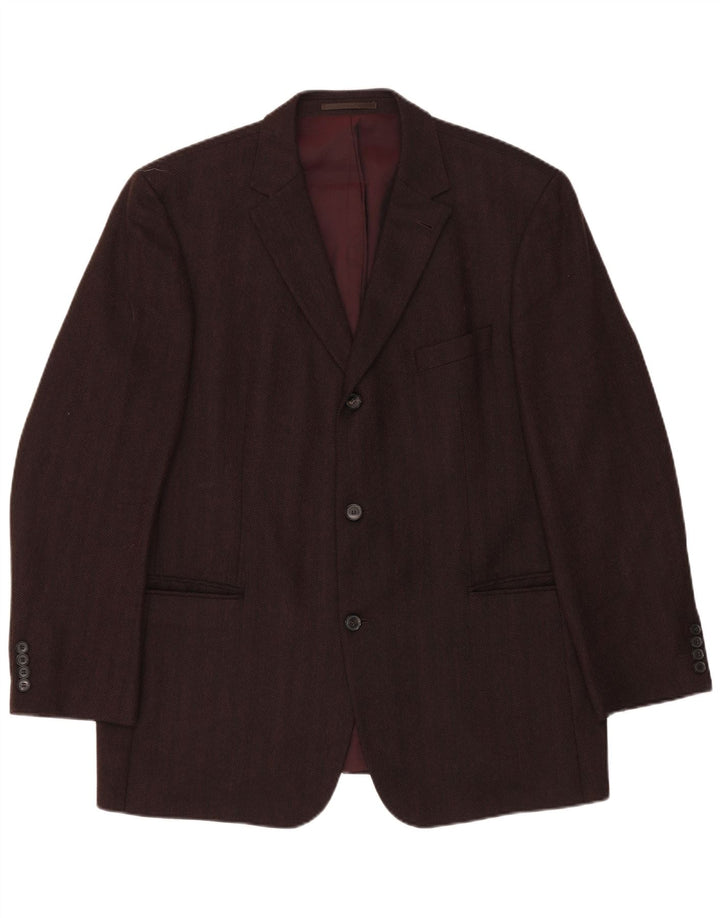 Jaqueta blazer masculina Hugo Boss com 3 botões UE 51 grande espinha de peixe marrom