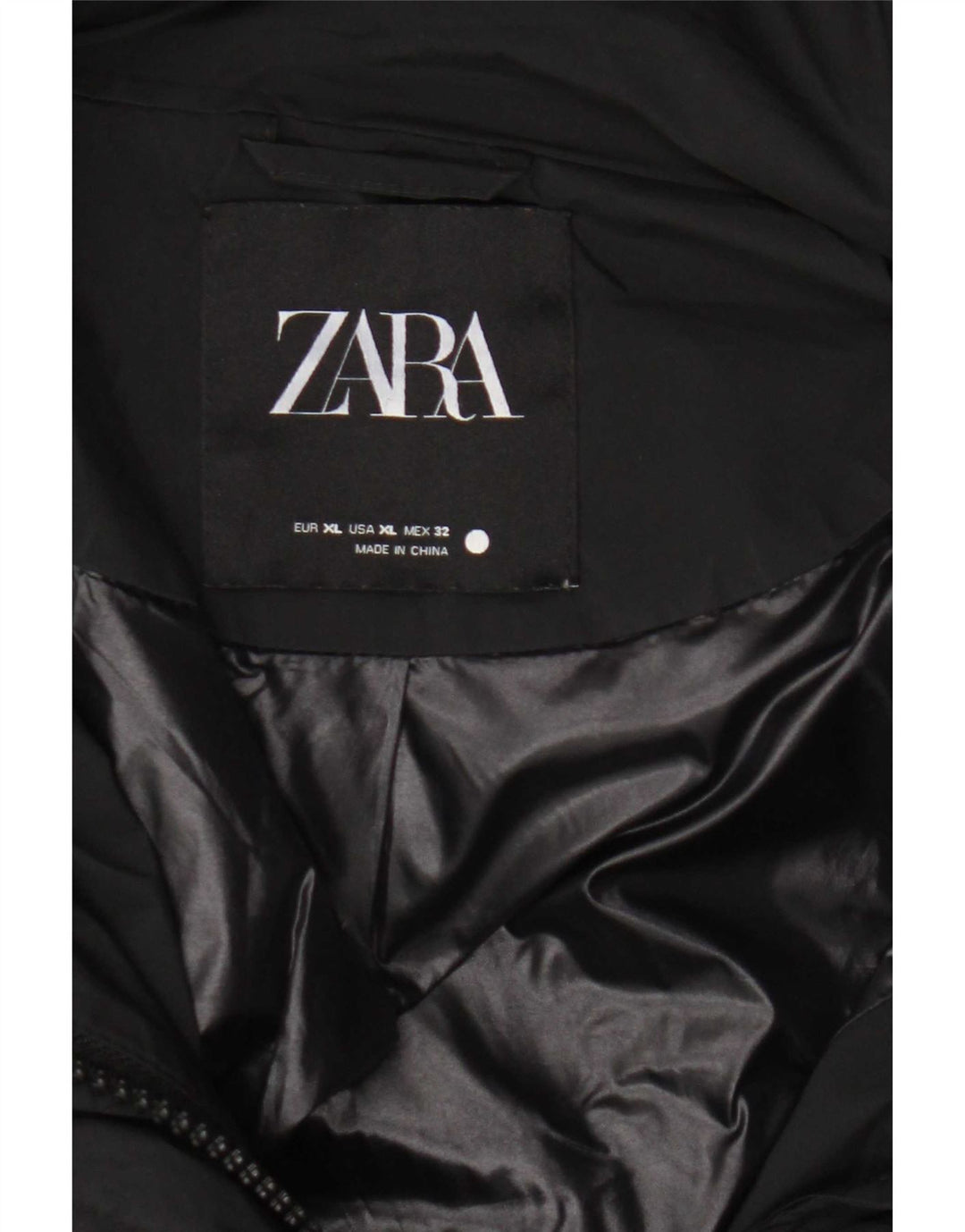 Zara Jaqueta feminina acolchoada com capuz e grandes dimensões UK 18 XL preta