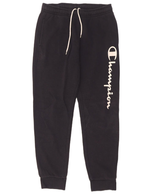 Calça esportiva masculina Champion com estampa gráfica grande de algodão azul marinho