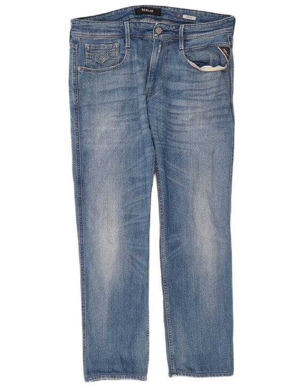 Replay Masculino Anbass Slim Jeans W34 L29 Azul Algodão
