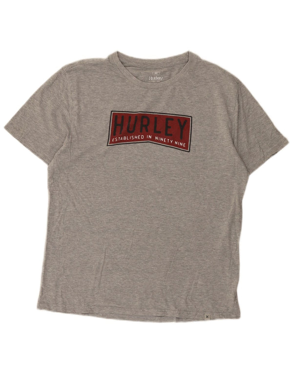Camiseta gráfica masculina Hurley Top cinza médio manchado