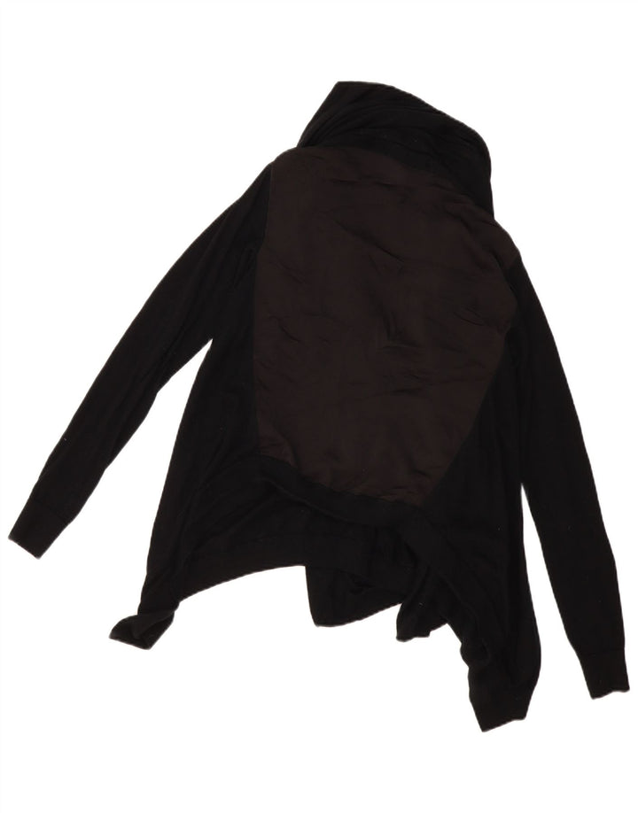 Suéter cardigã feminino assimétrico aberto ALL SAINTS Reino Unido 10 lã preta pequena