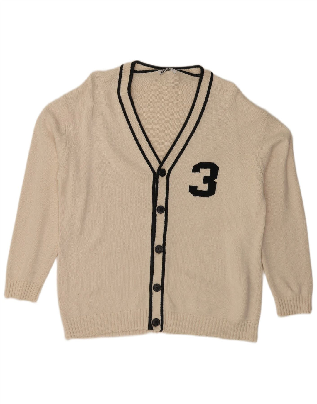 Suéter cardigã gráfico masculino Zara XL branco