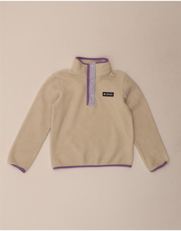 Columbia Suéter de lã com gola redonda para meninas 10-11 anos médio bege esportivo
