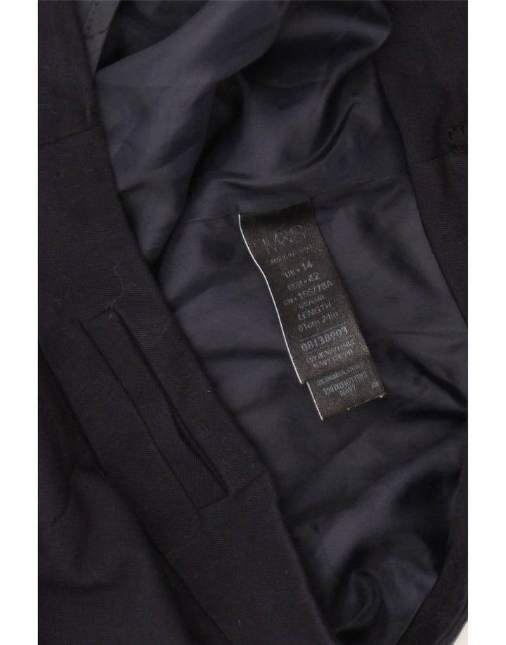 Saia lápis feminina Marks & Spencer UK 14 grande W34 azul marinho poliéster