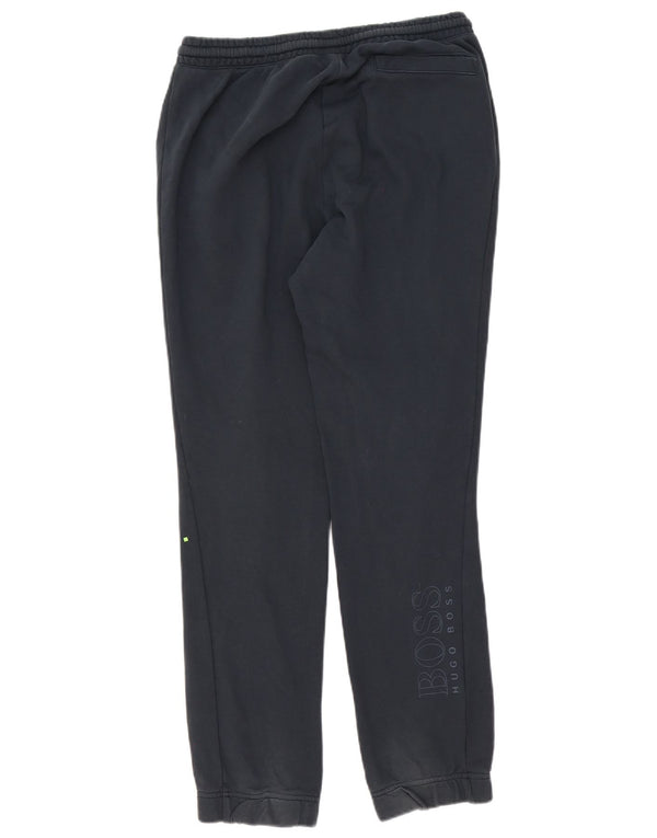 Calça de treino masculina Hugo Boss com estampa gráfica e corrida grande de algodão cinza