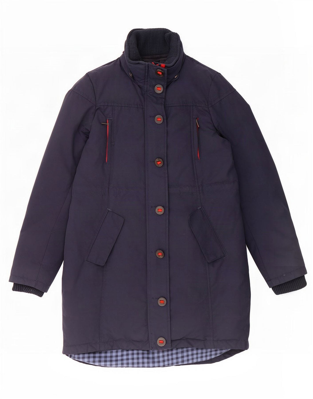 Casaco acolchoado feminino Fat Face UK 10 pequeno nylon azul marinho
