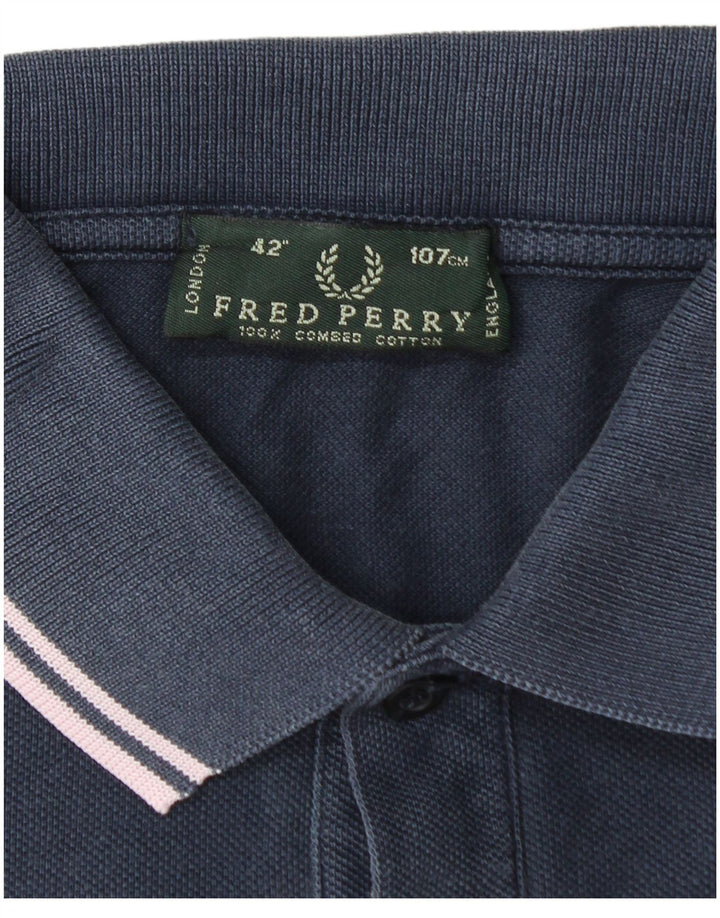 Camisa polo masculina FRED PERRY de algodão azul marinho médio