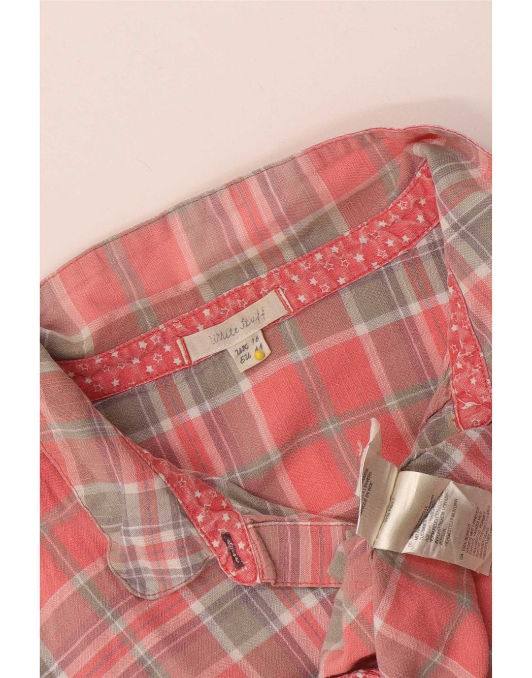 Camisa feminina White Stuff UK 16 grande algodão xadrez rosa