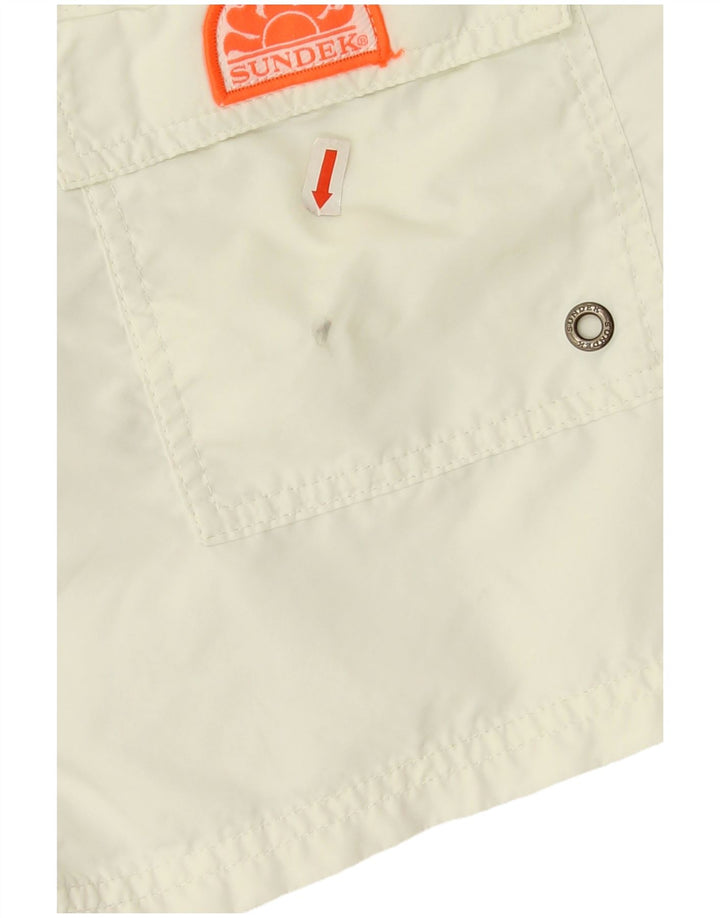 Shorts de natação masculino Sundek médio listrado branco
