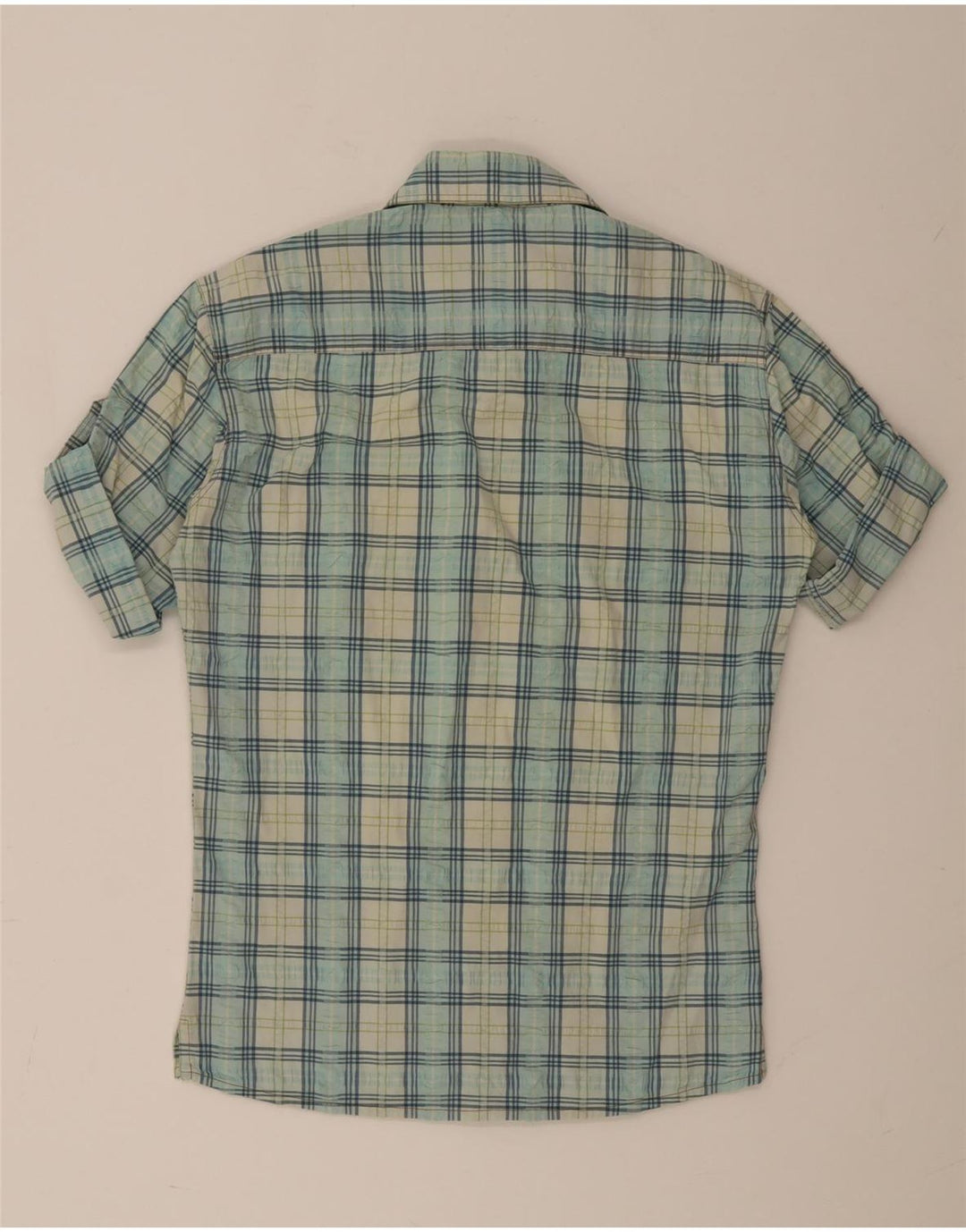 Dolce & Gabbana Camisa masculina de manga curta xadrez azul médio