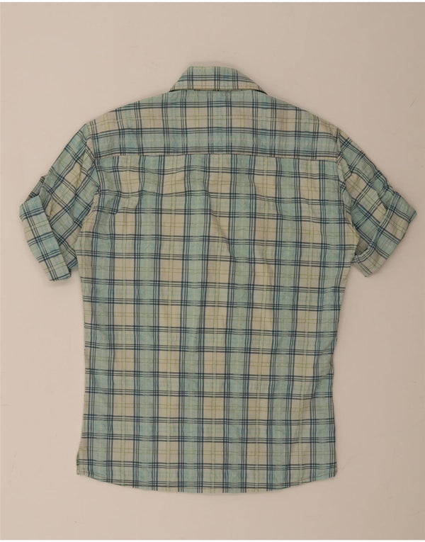 Dolce & Gabbana Camisa masculina de manga curta xadrez azul médio