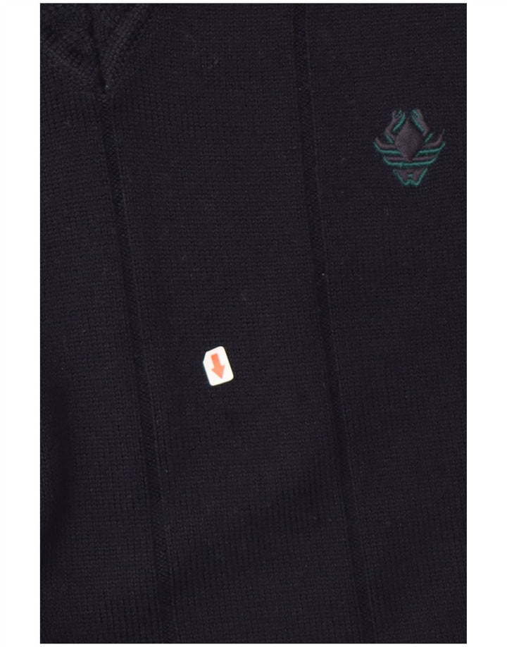 Suéter masculino Il Granchio com decote em V, grande lã azul marinho