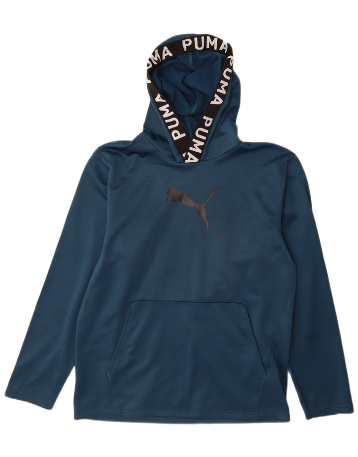 Puma masculino gráfico moletom com capuz médio azul marinho poliéster colorblock
