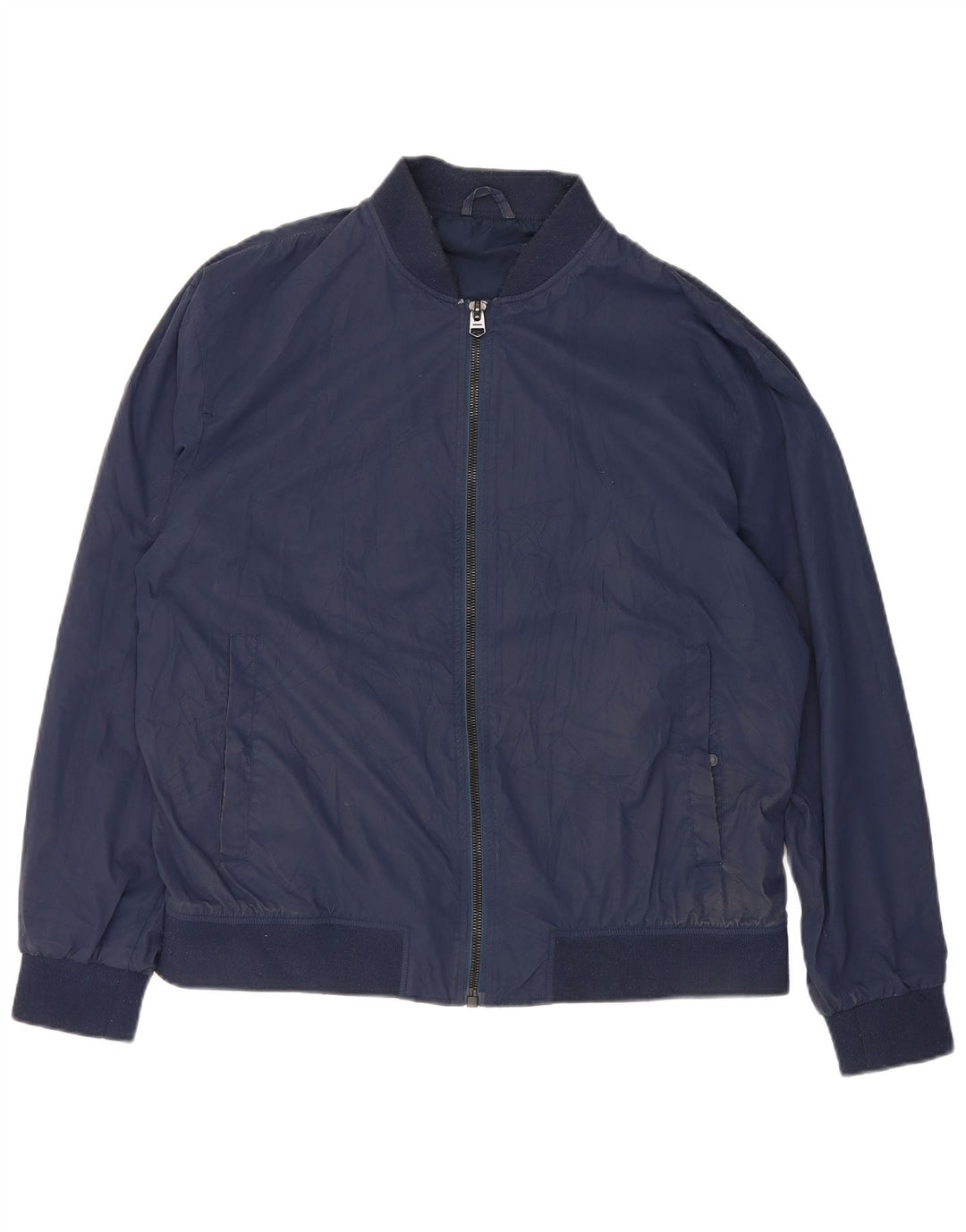Jaqueta bomber masculina Zara UK 42 XL azul marinho poliéster