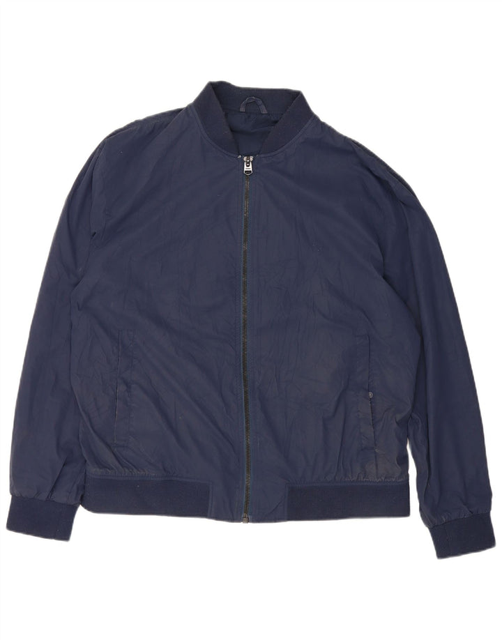 Jaqueta bomber masculina Zara UK 42 XL azul marinho poliéster