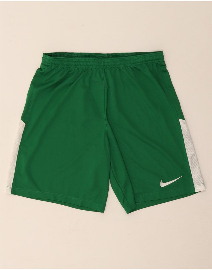 Shorts esportivos masculinos Nike Dri Fit Slim médio verde colorblock poliéster