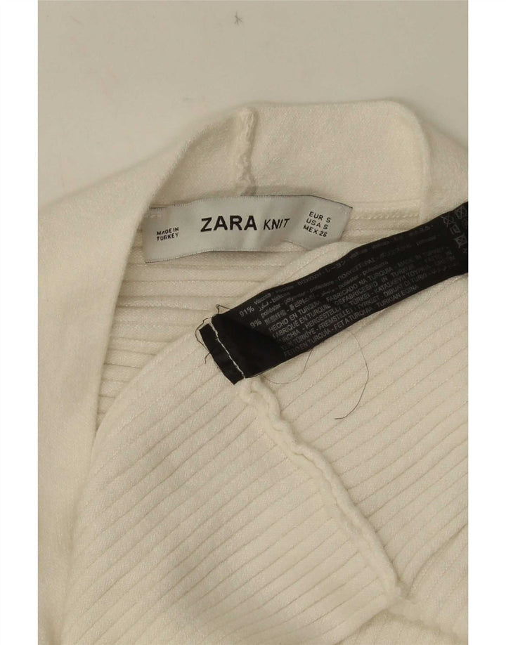 Suéter cardigã feminino grande da Zara Reino Unido 10 viscose branca pequena