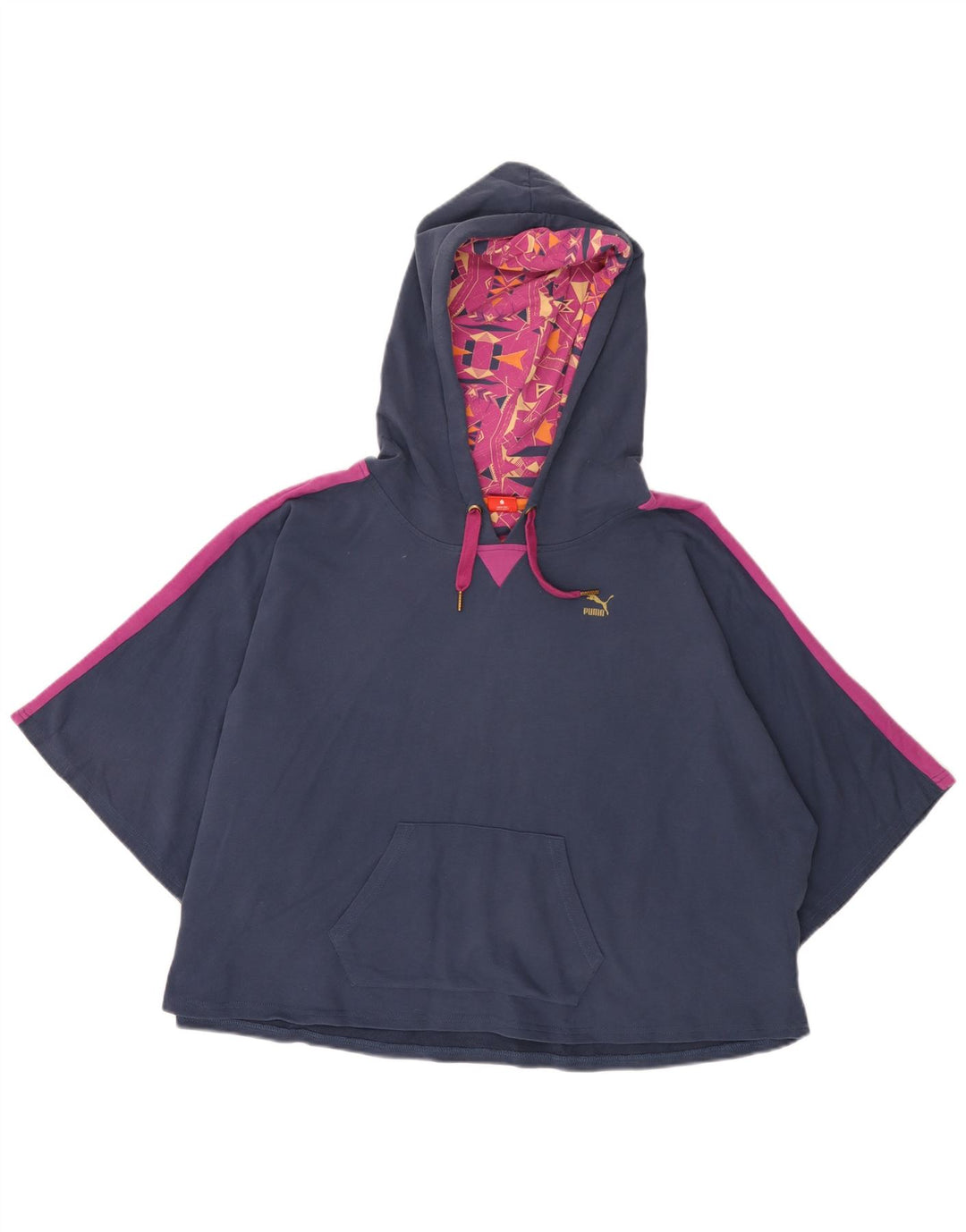 PUMA Womens Crop Oversized Hoodie Jumper Reino Unido 12 Médio Azul Marinho