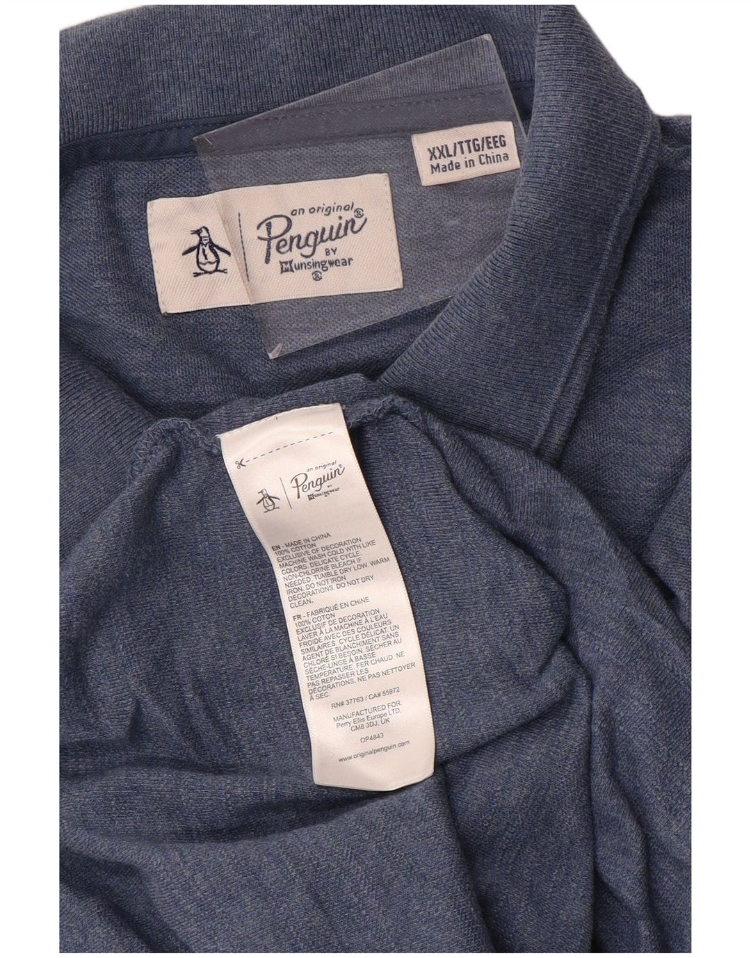 Camisa polo masculina PENGUIN 2XL algodão azul