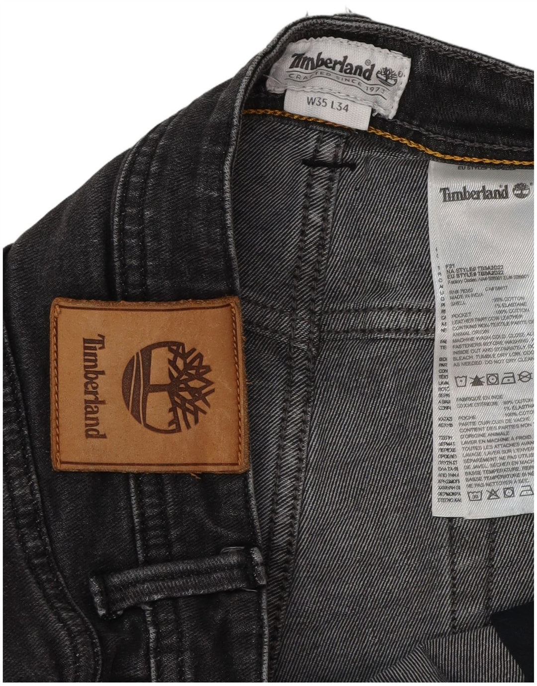 Calça jeans reta masculina Timberland W35 L29 algodão preto