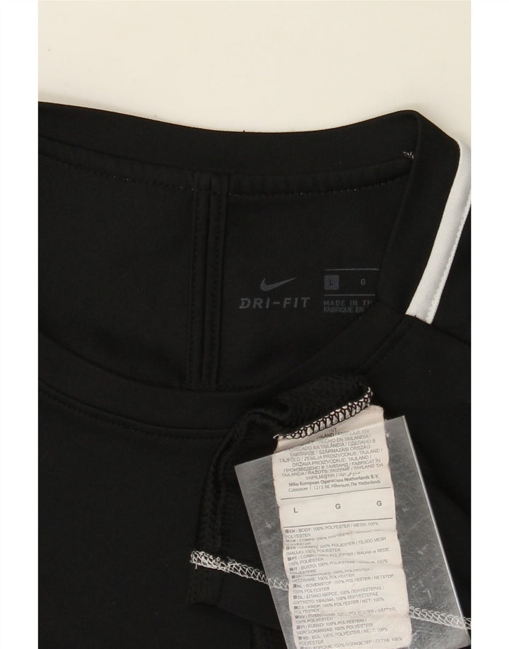 Camiseta feminina NIKE Dri Fit UK 16 grande preto colorblock poliéster