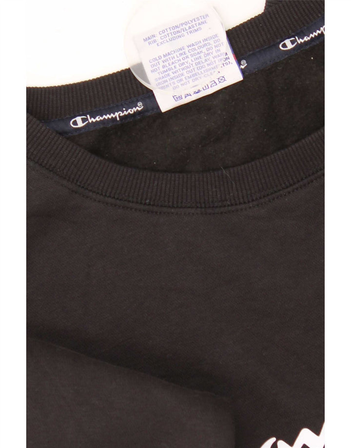 Champion feminino gráfico moletom jumper UK 12 médio algodão preto