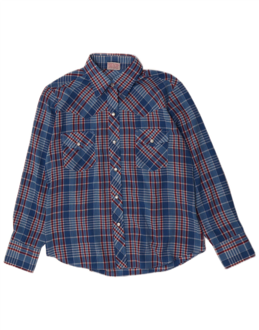 Camisa feminina ocidental Amy Barr tamanho 36 poliéster xadrez azul pequeno