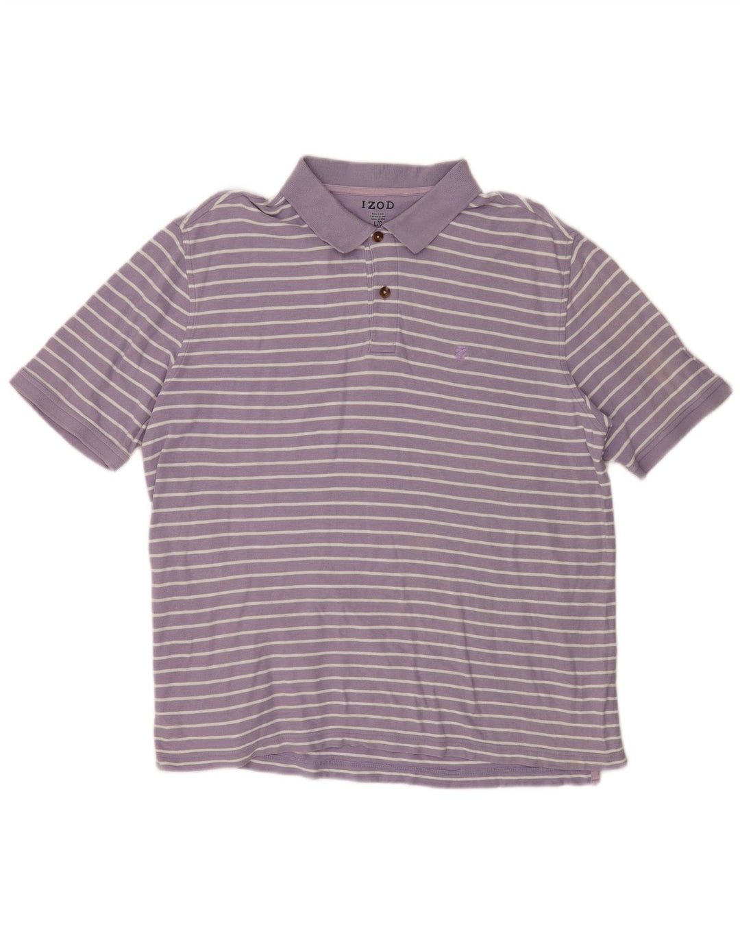 Camisa polo masculina Izod grande algodão listrado roxo