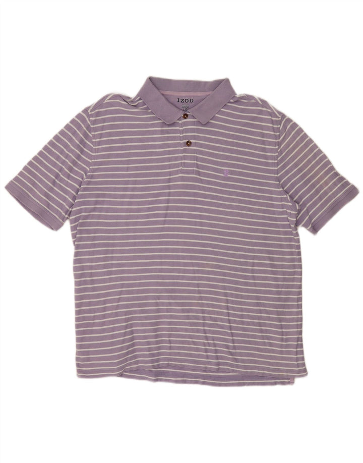 Camisa polo masculina Izod grande algodão listrado roxo