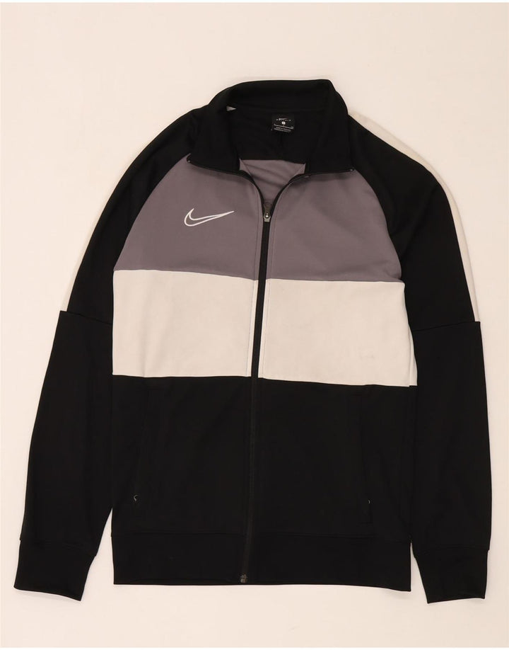 Nike Mens Dri Fit Tracksuit Top Jacket Pequeno Preto Colourblock Poliéster
