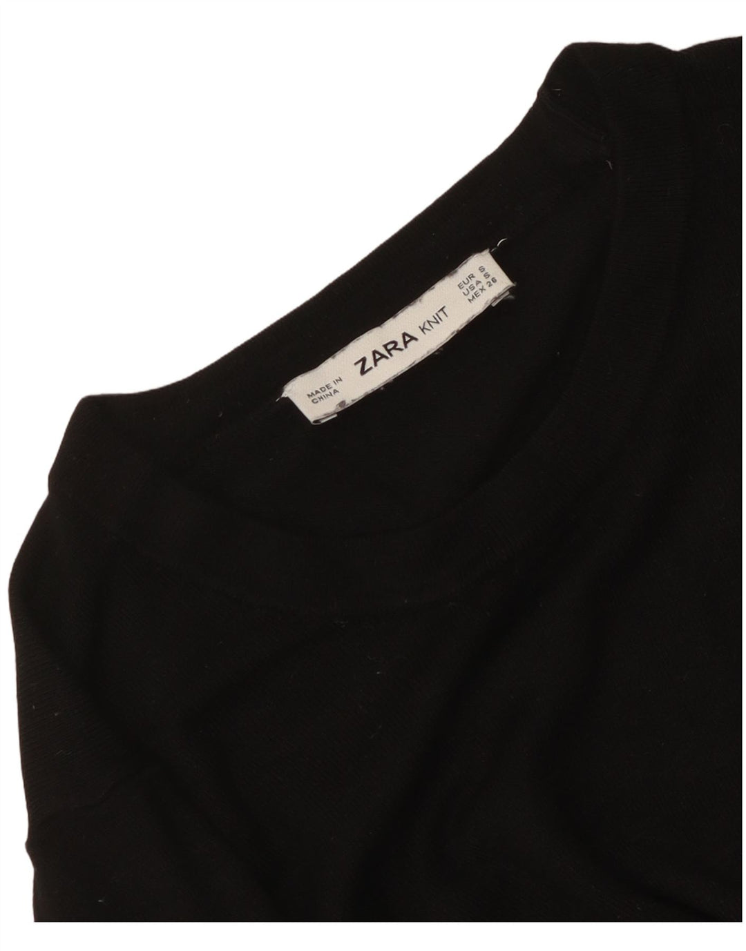 Zara Suéter feminino com gola redonda e gola redonda, preto pequeno, 10
