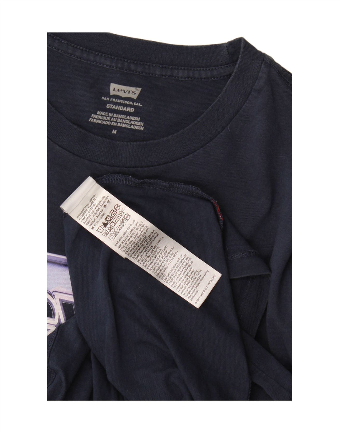 Camiseta masculina Levi's Standard Fit gráfica top médio algodão azul marinho