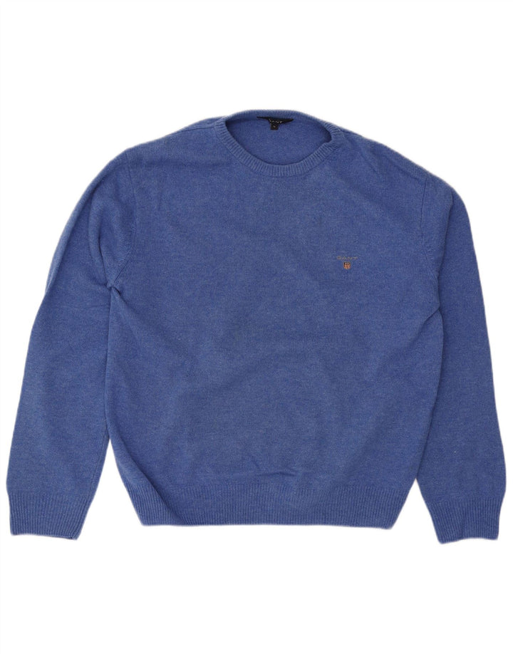Suéter masculino Gant com gola redonda, grande lã azul