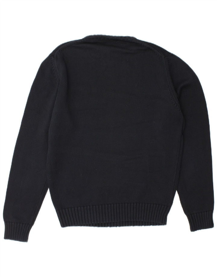Zara Suéter masculino com gola redonda, algodão preto médio