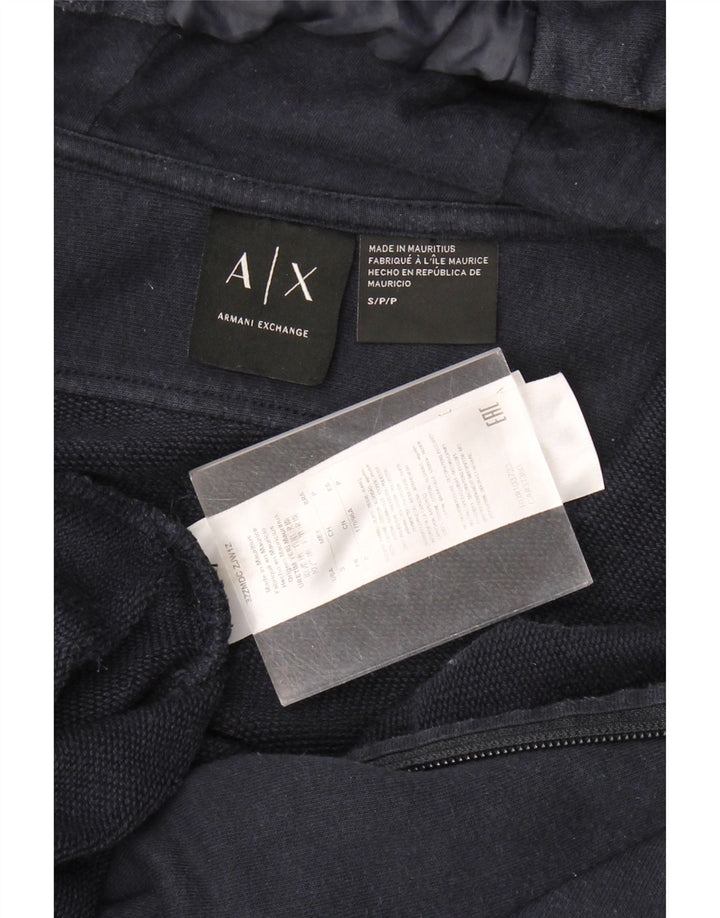 ARMANI EXCHANGE Suéter masculino com capuz e zíper pequeno algodão azul marinho