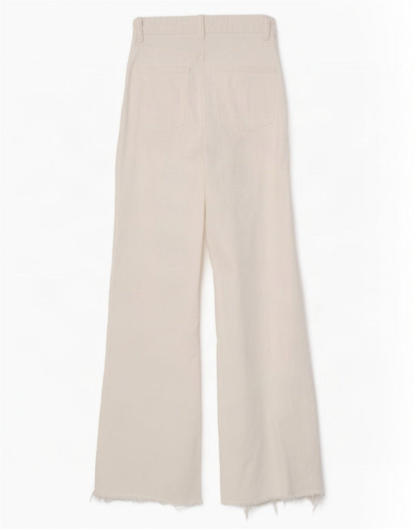 Zara Jeans feminino cintura alta com perna larga EU 34 2XS W24 L33 algodão branco