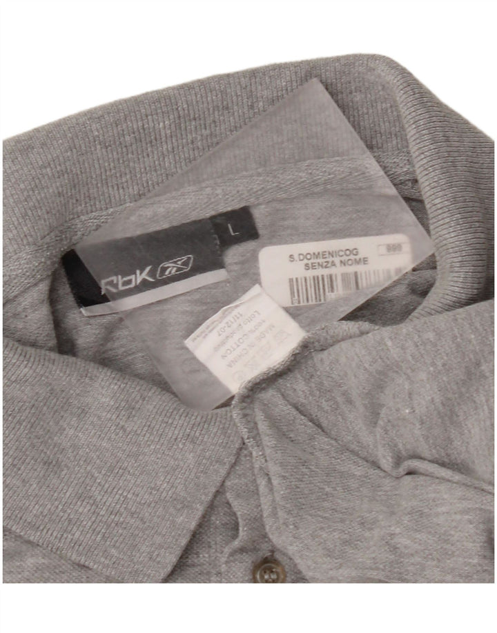 Camisa polo masculina Reebok grande algodão manchado cinza
