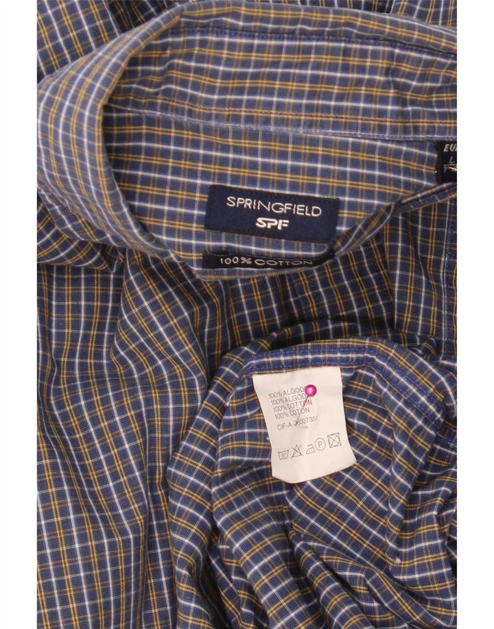Camisa masculina de manga curta Springfield grande algodão xadrez azul
