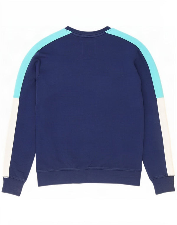 Superdry moletom gráfico masculino jumper pequeno azul marinho colorblock algodão