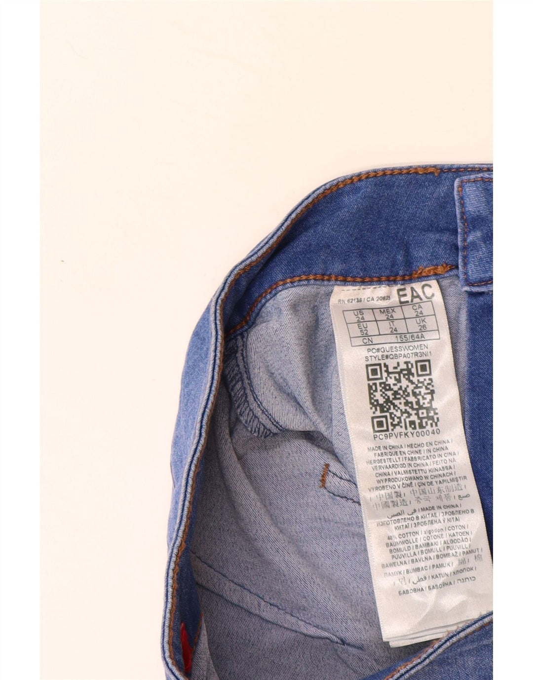 Calça jeans skinny feminina de cintura alta GUESS W24 L28 azul algodão