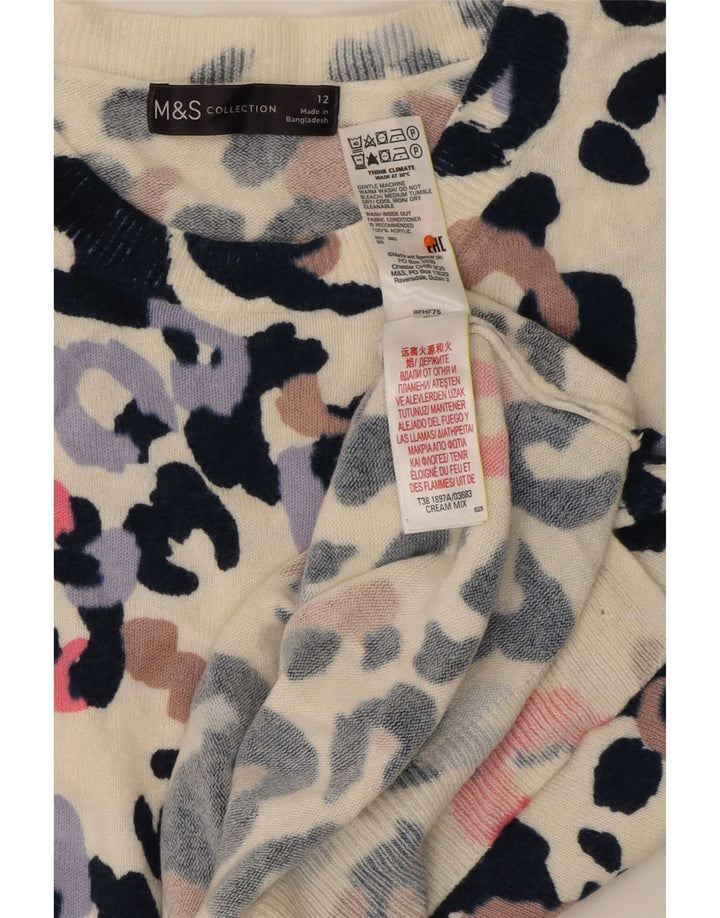 Suéter feminino Marks & Spencer com gola canoa Reino Unido 12 médio bege
