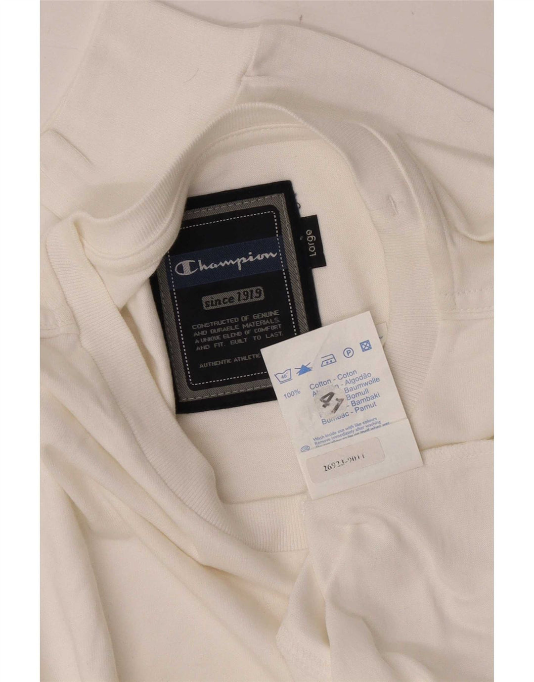 Champion Mens Top Manga Longa Grande Algodão Branco