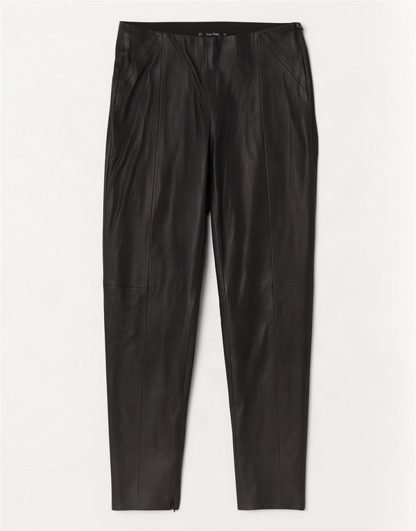 Zara Calça feminina skinny de couro sintético médio W28 L27 poliéster preto