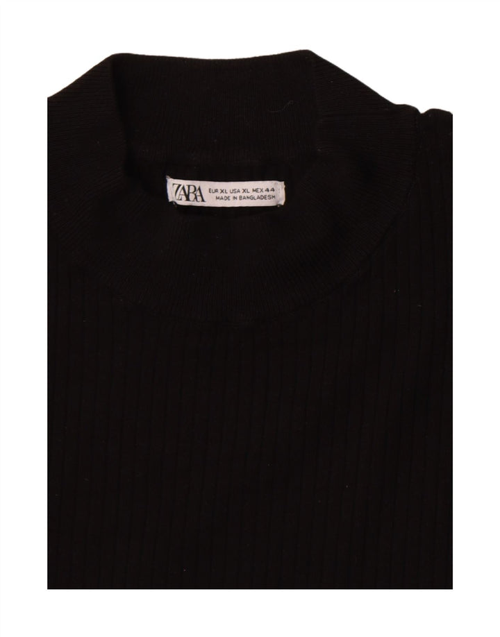 Top feminino Zara manga comprida UK 18 XL preto